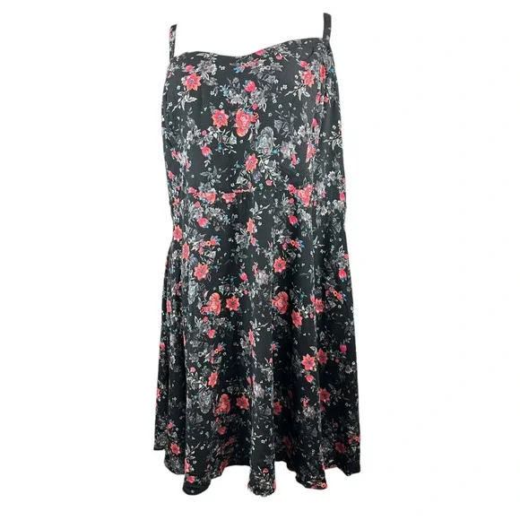 Torrid Mini Challis Sleeveless Dress Black Floral Smock Sundress Plus Size 4 4X - Picture 10 of 10